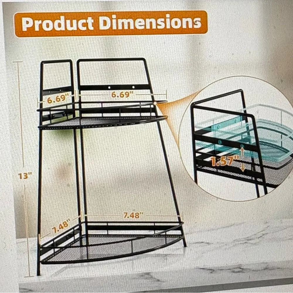 Bathroom Corner 2-Shelf Organizer with Toothbrush Holder and matching Cup/Cover